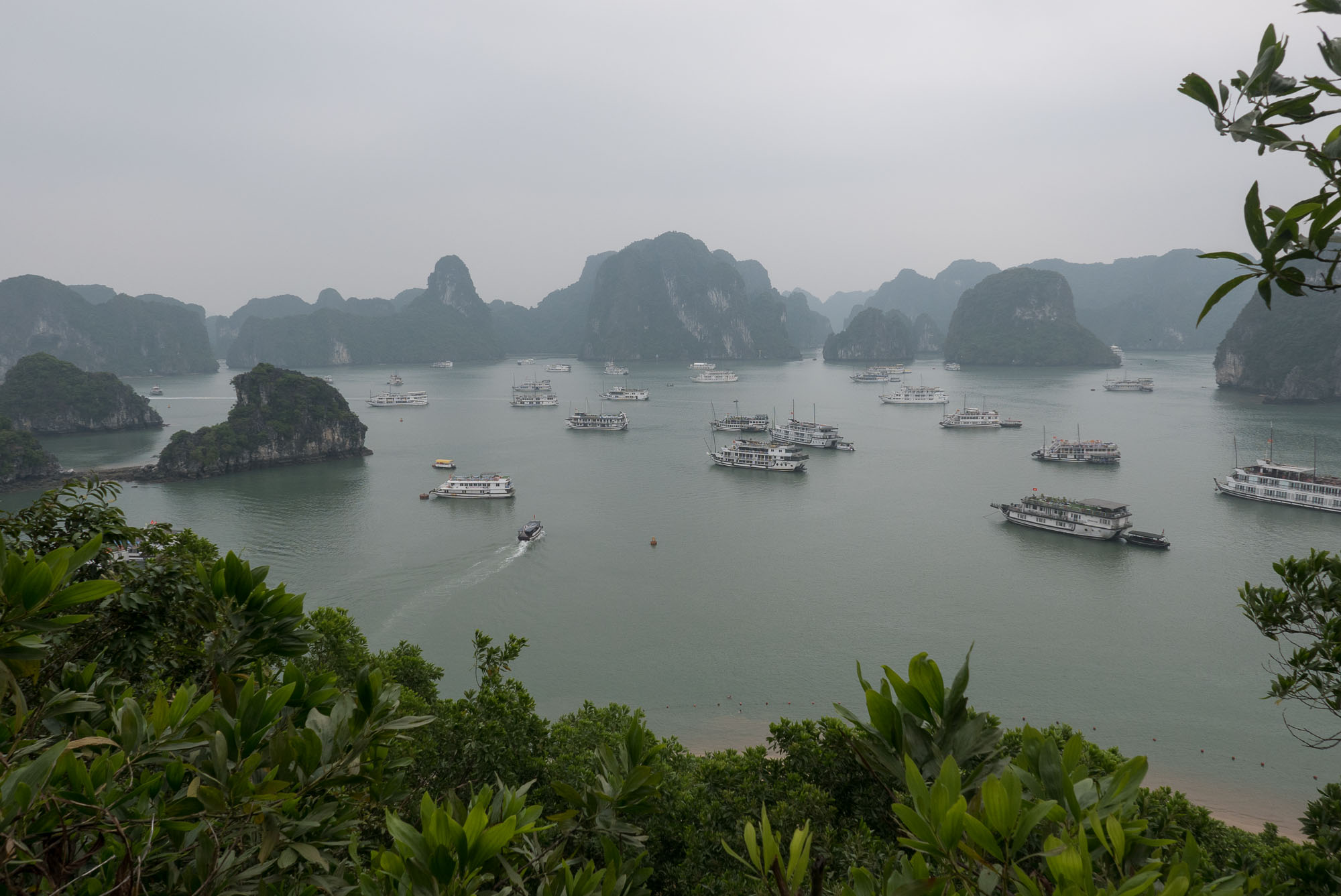 View from the lookout at Ti Top Island, Ha Long Bay Overlooking the boats on HaLong Bay from the Ti Top Island lookout